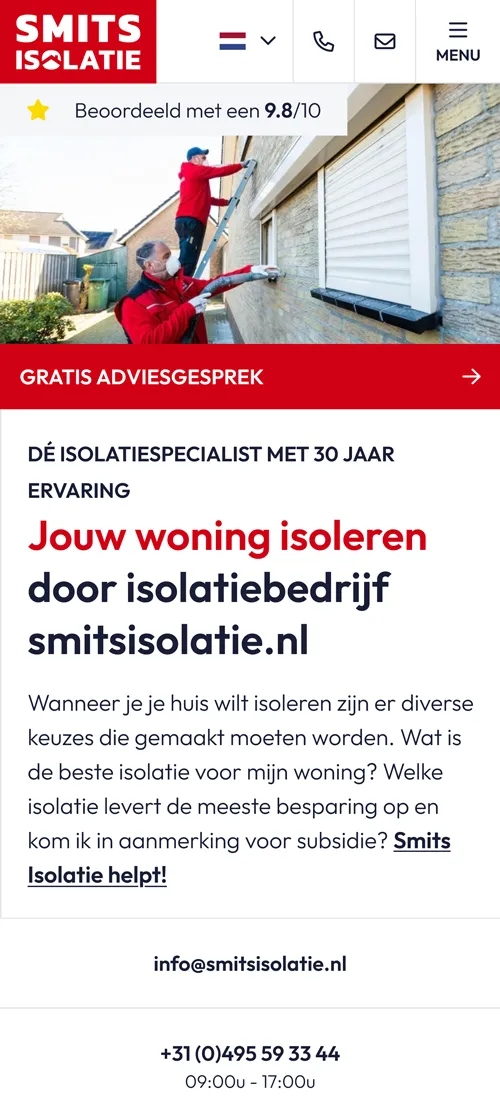 Smits Isolatie homepagina mobiel