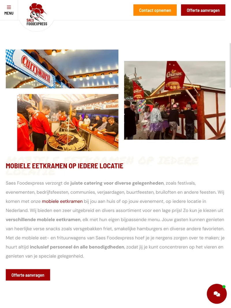 Saes Foodexpress homepage tablet