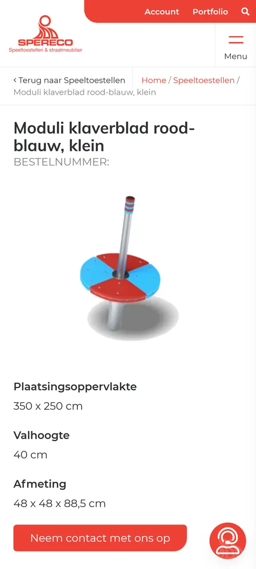 Spereco productpagina mobiel design