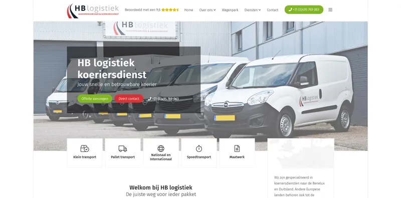 HB Logistiek homepage desktop