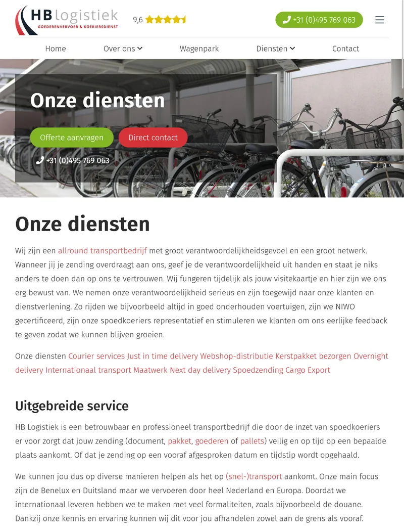 HB Logistiek tekstpagina tablet