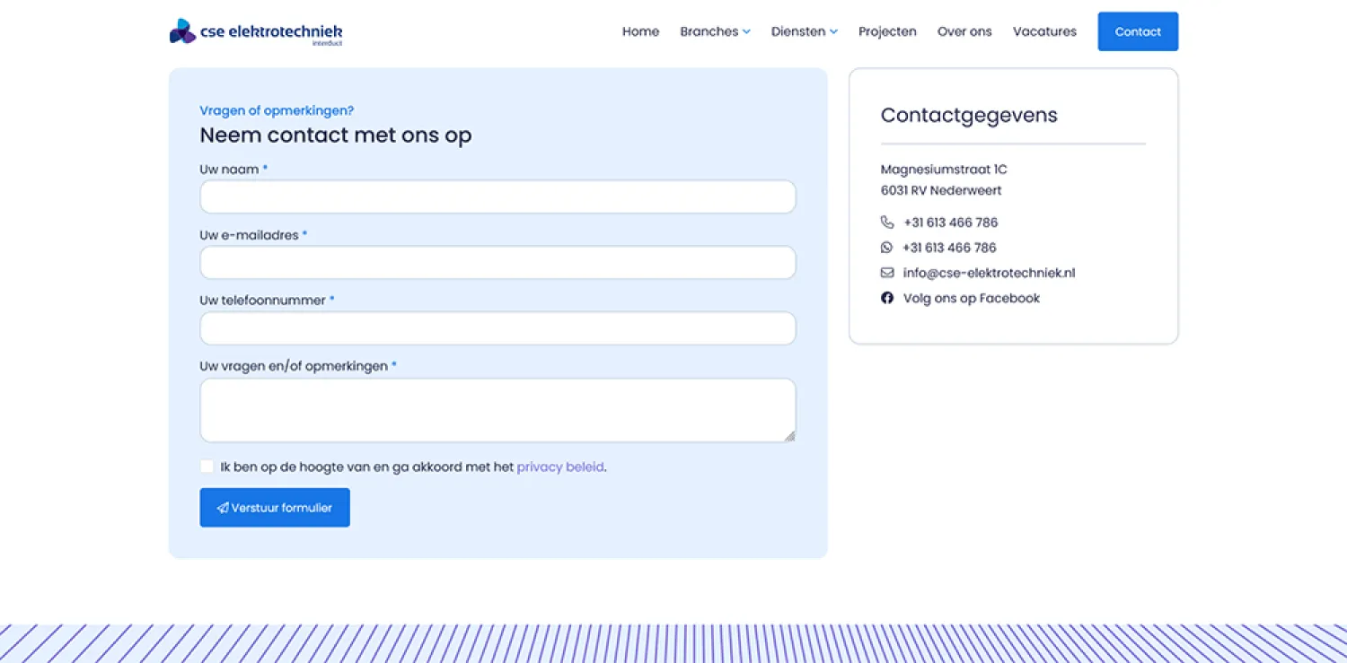 CSE Elektrotechniek contact
