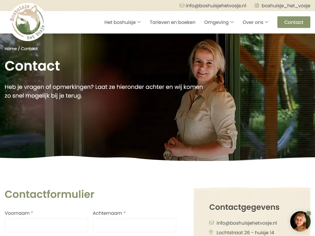 Boshuisje het Vosje contact