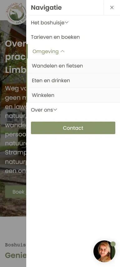 Boshuisje het Vosje menu