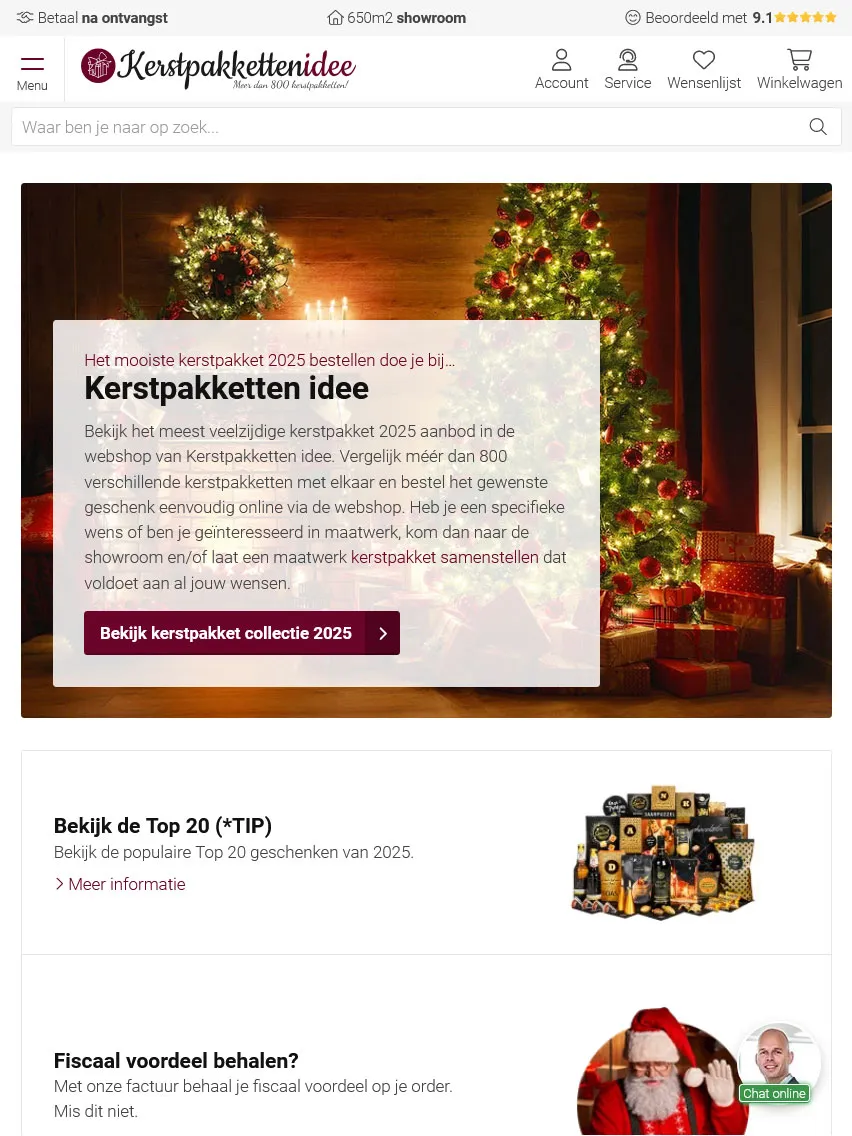 Kerstpakketten idee maatwerk website