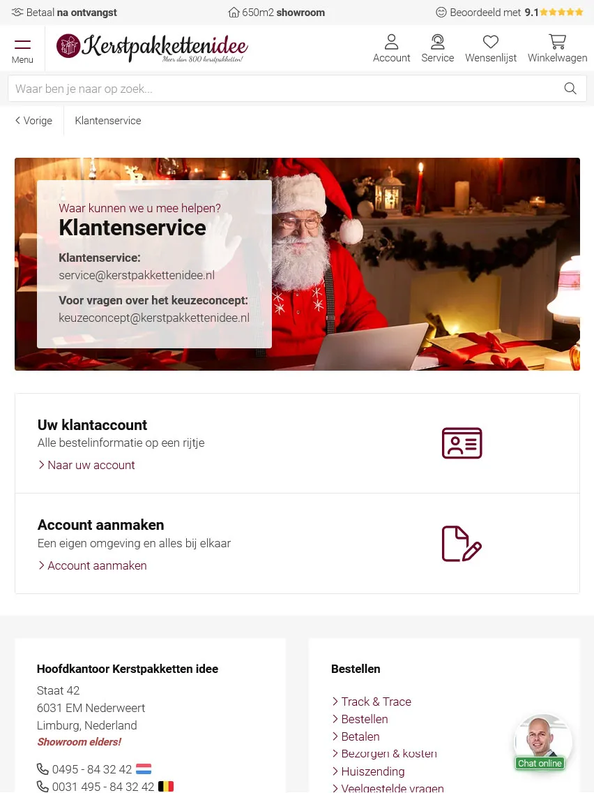 Kerstpakketten idee webbouwer