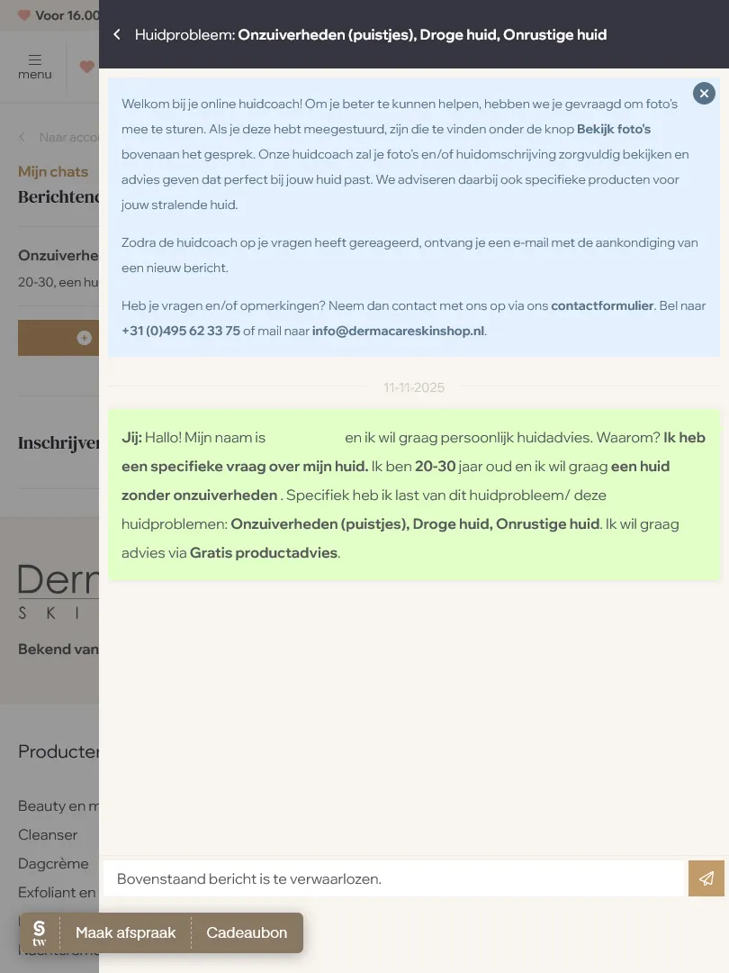 Dermacare online chat