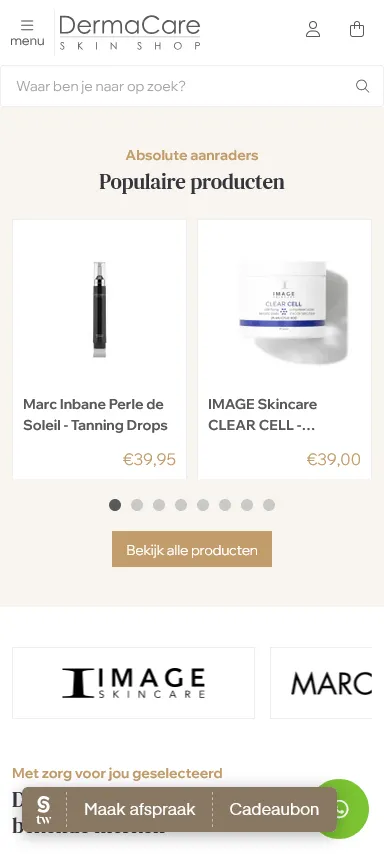 Dermacare producten homepage