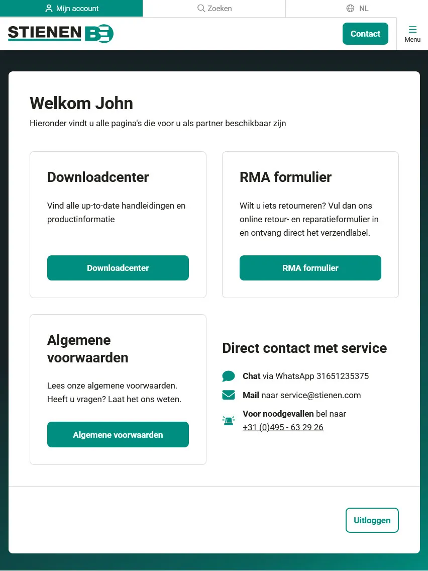 Stienen account pagina