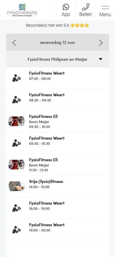 Fysiotherapie Philipsen en Meijer rooster