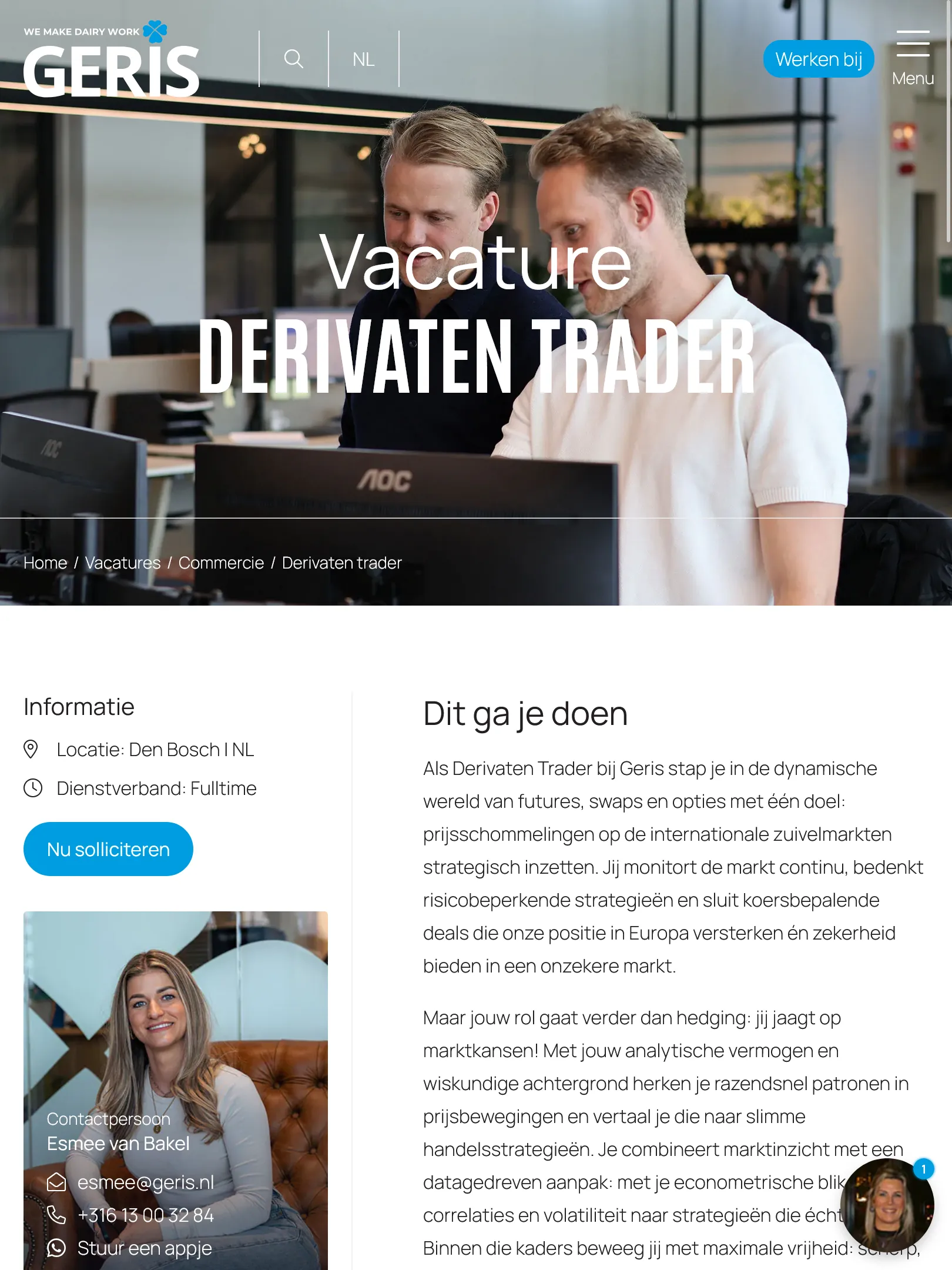 Geris vacaturepagina responsive tablet