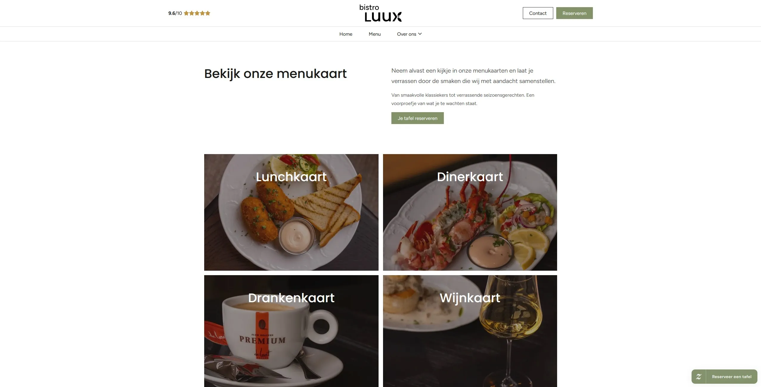 Bistro Luux menukaart desktop