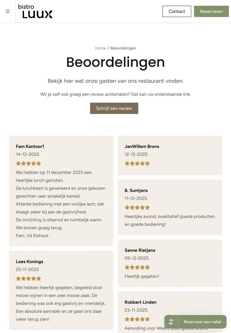 Bistro Luux reviews tablet