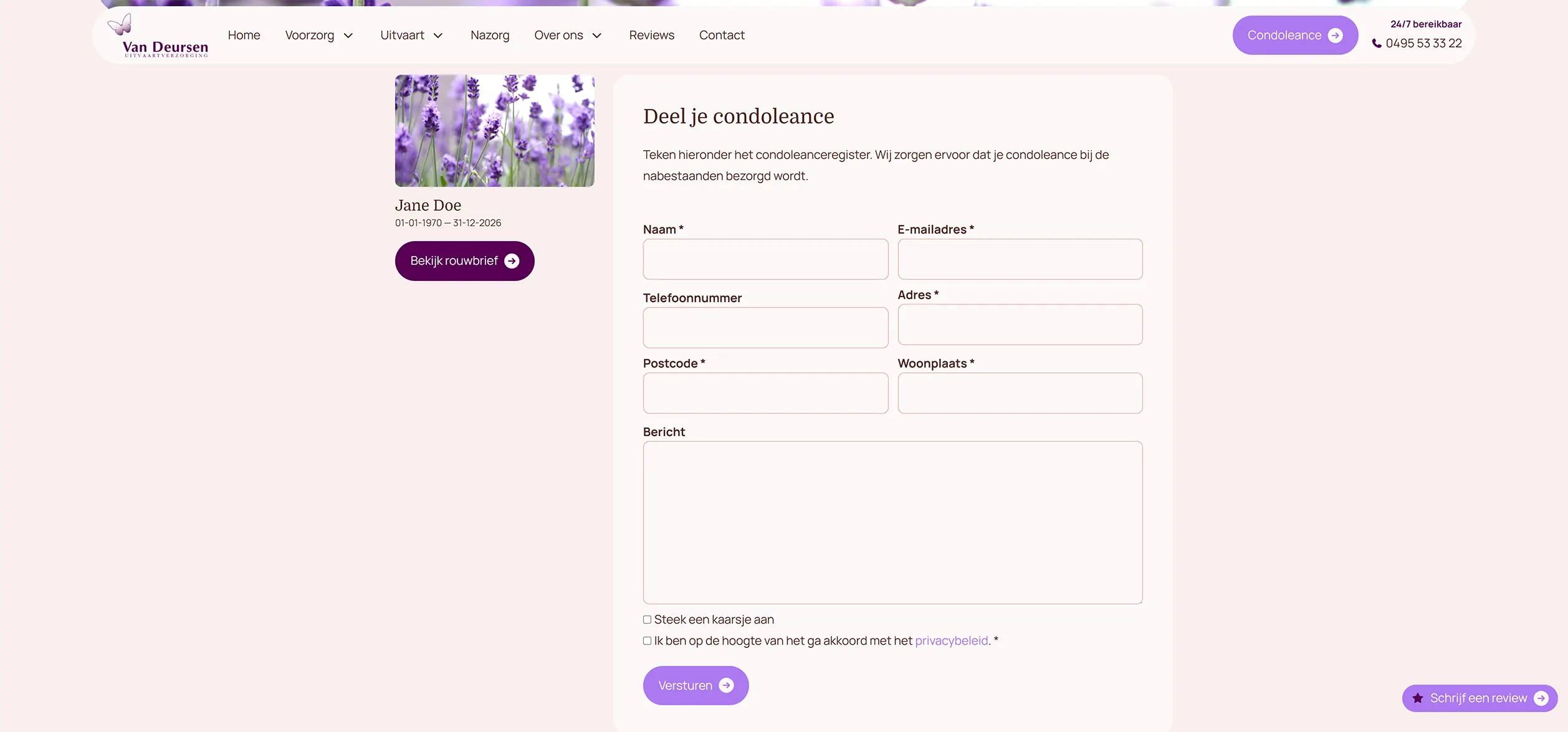 Van Deursen condoleance