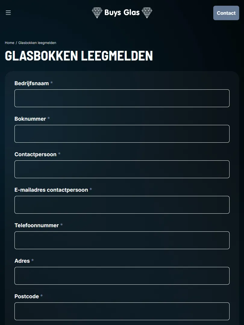 Buys Glas leegmelden