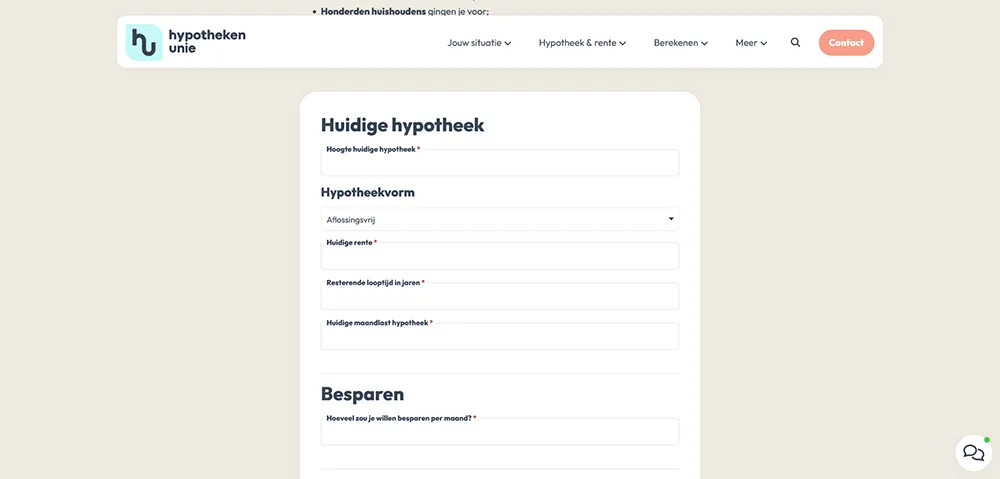 Hypotheken Unie boeterente