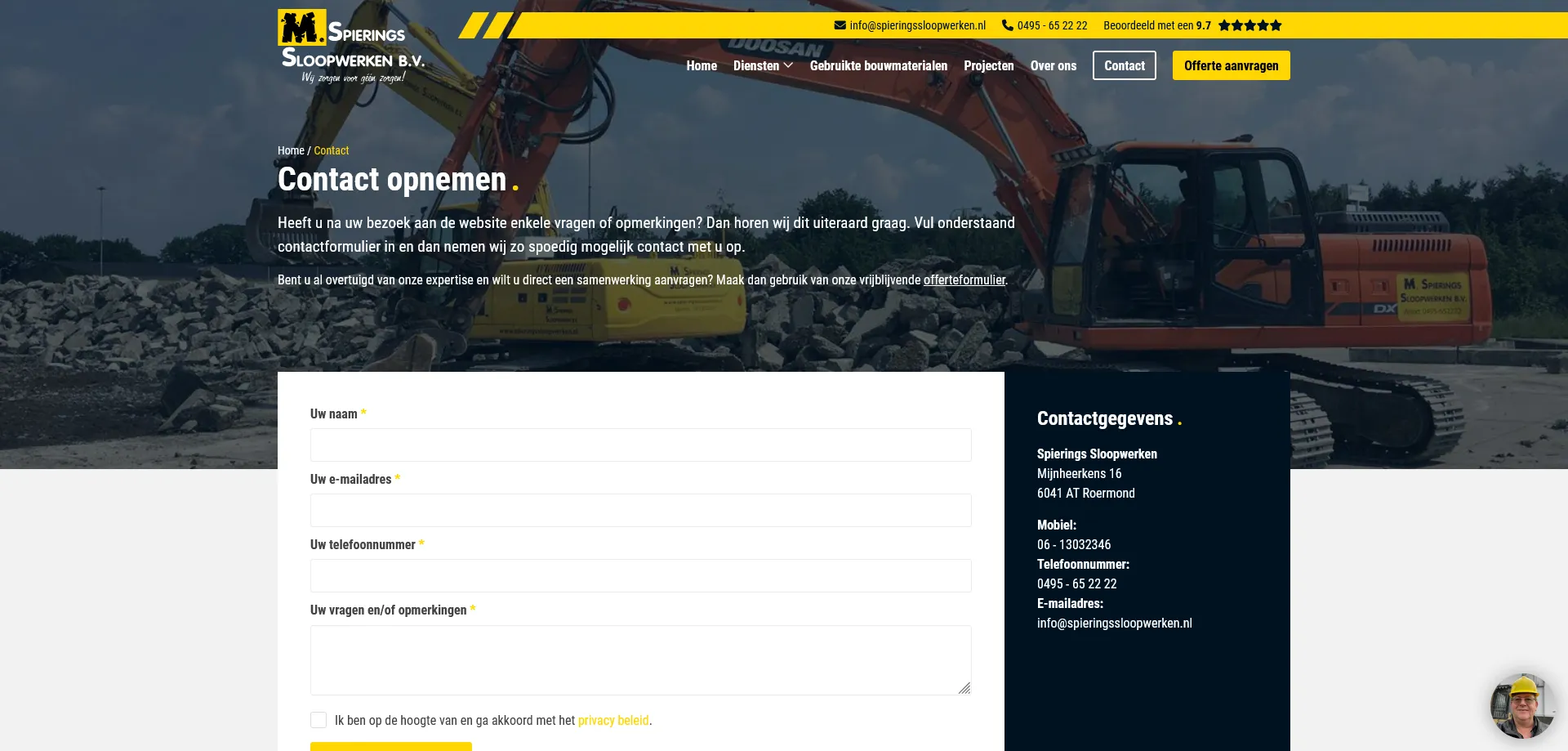 Spierings Sloopwerken contactpagina