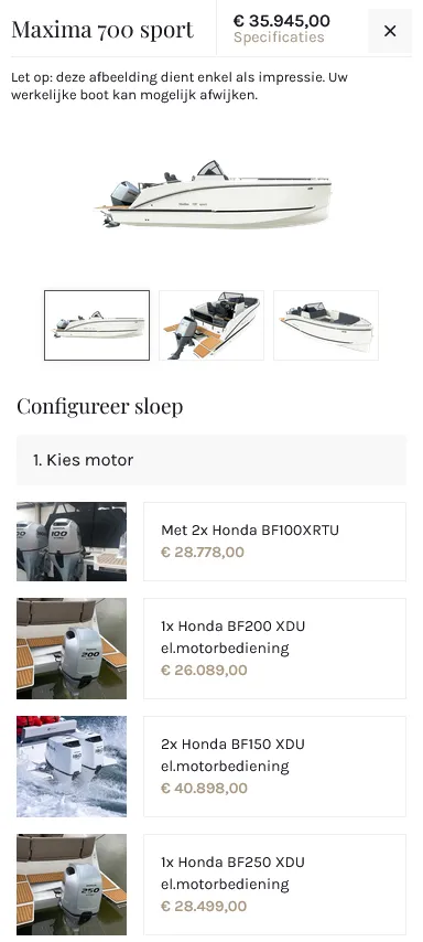 Maxima Boats configurator