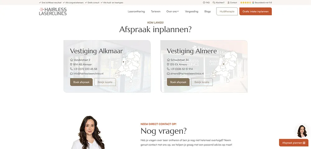 Hairless Laser Clinics afspraak