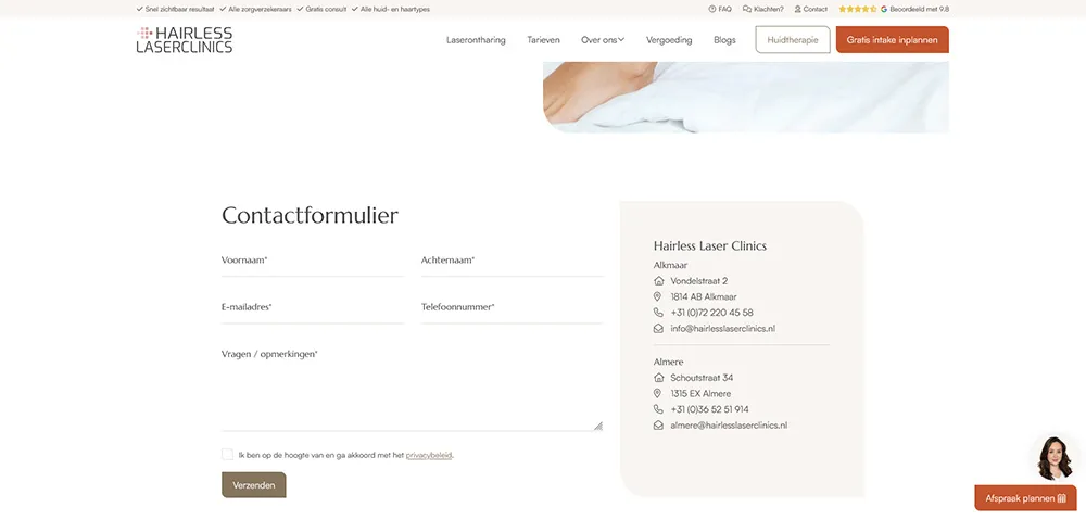 Hairless Laser Clinics contact