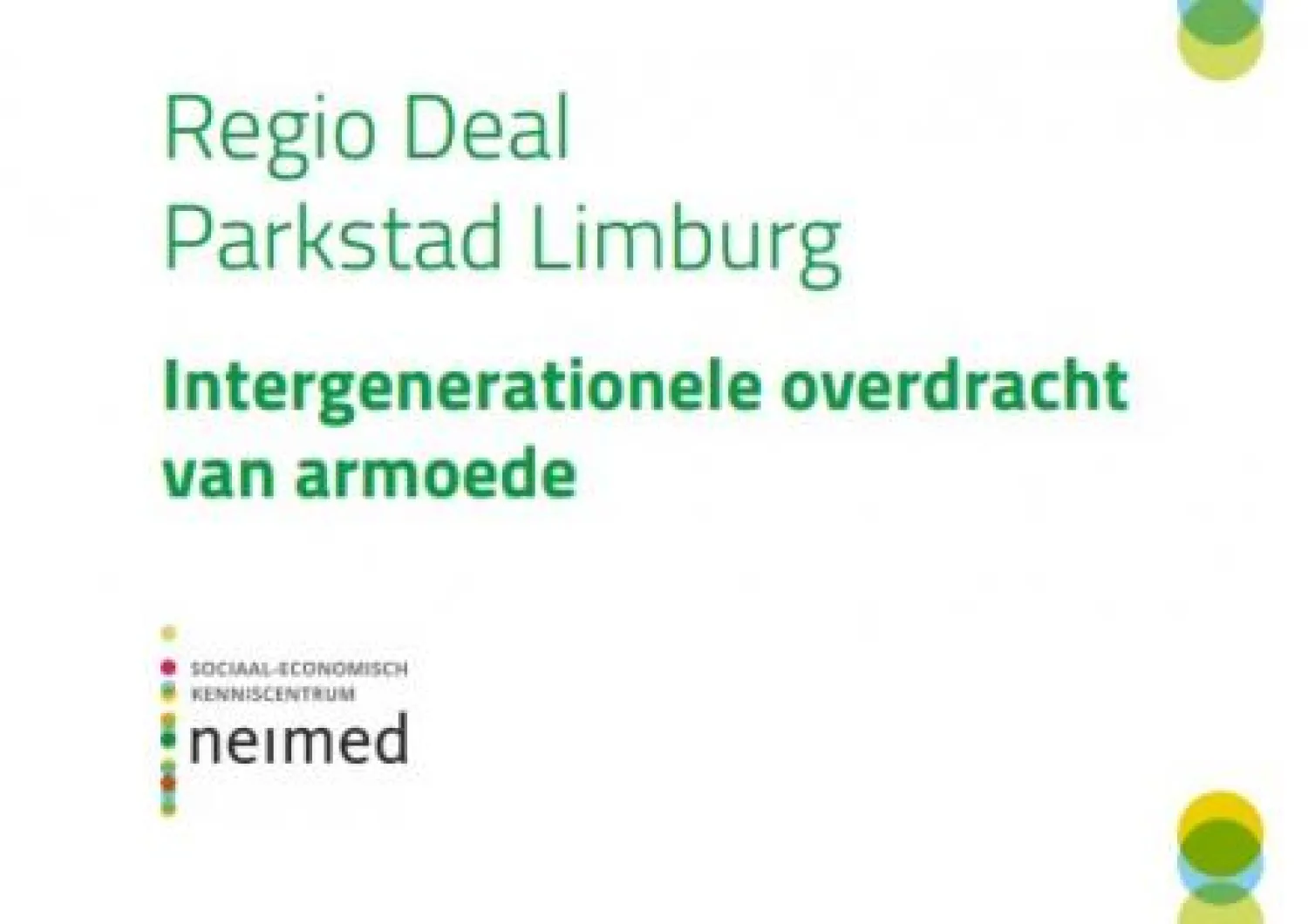 Regio Deal Parkstad Limburg. Intergenerationele overdracht van armoede