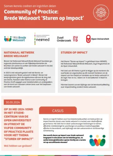 5e Community of Practice: Brede Welvaart ‘Sturen op Impact’